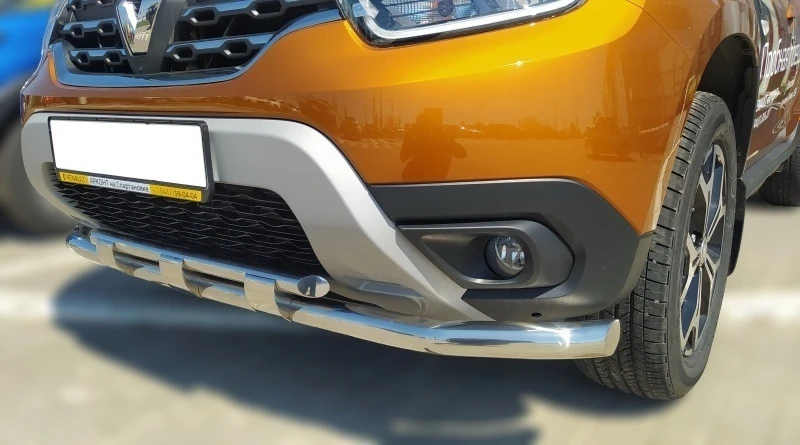 Защита переднего бампера двойная с перемычками d60/42 мм для Renault Duster II  Юко RD.21.75