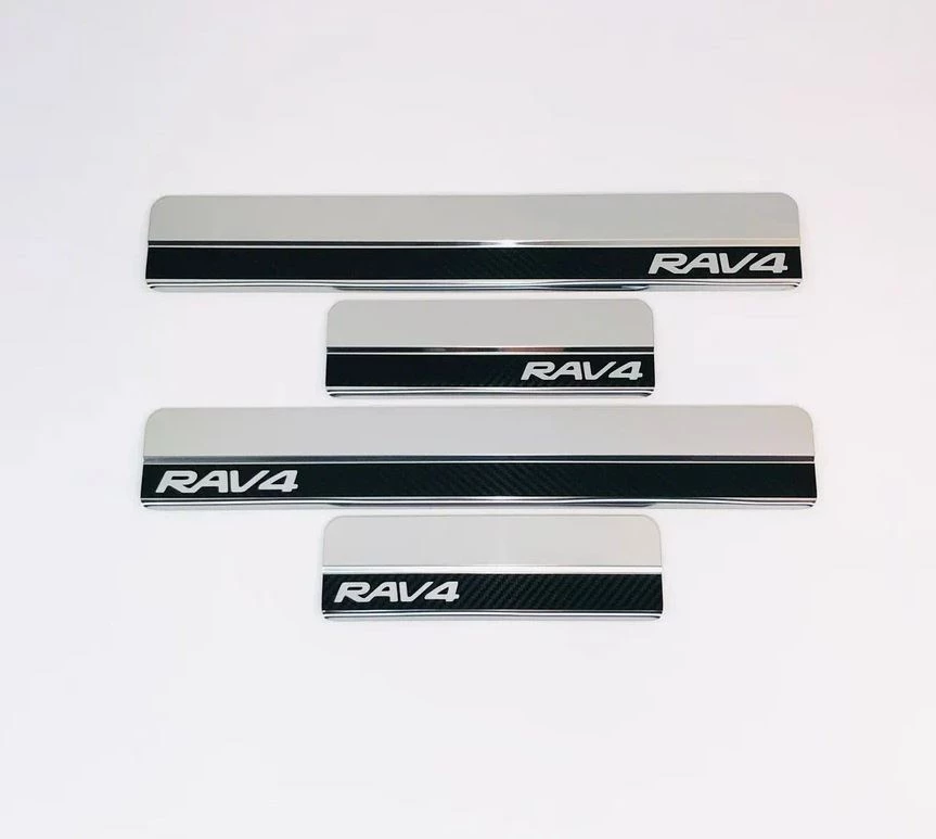 Накладки на пороги нержавеющая сталь под карбон 4шт. для Toyota RAV4 V (XA50)