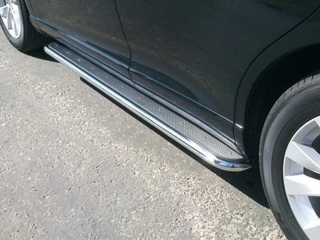 Пороги с площадкой (нерж. лист) 60,3 мм для Toyota Venza I Рестайлинг