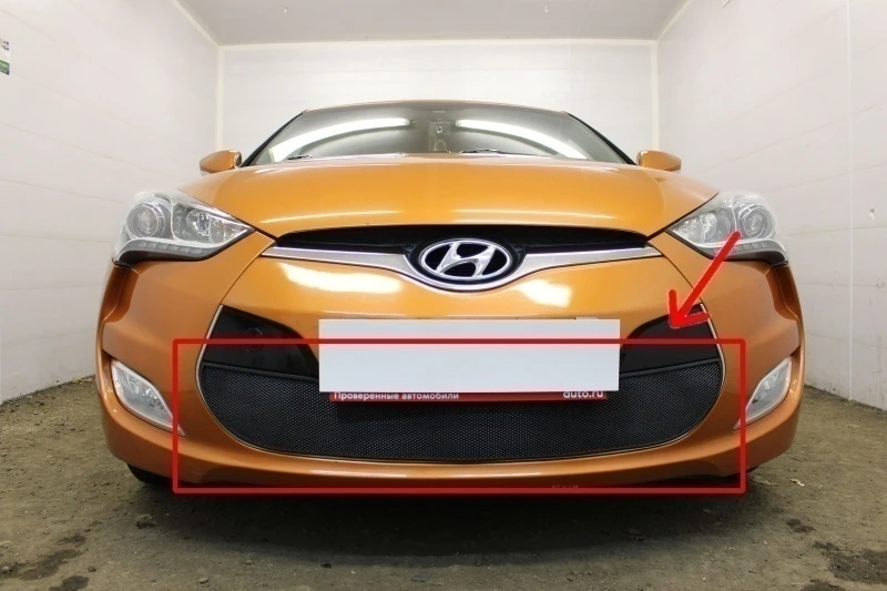 Защитная сетка радиатора низ для Hyundai Veloster I Черный Стрелка 11 HVEL12.black