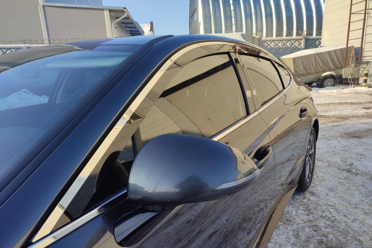 Дефлекторы окон с хром накладками 2D 6 шт для Hyundai Sonata VIII (DN8)