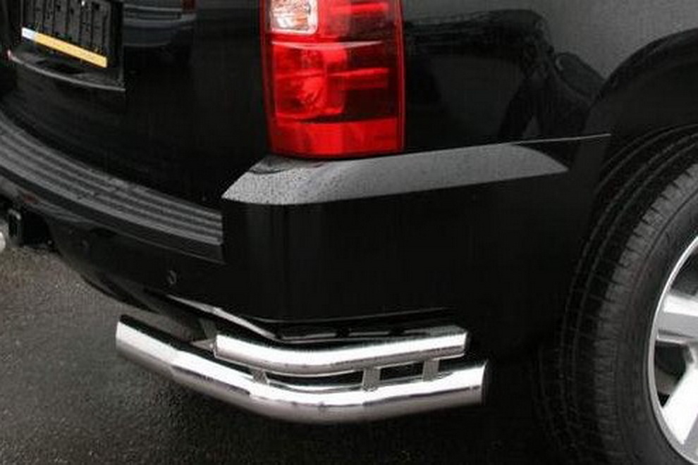 Защита заднего бампера угловая двойная d76/42 мм для Chevrolet Tahoe III