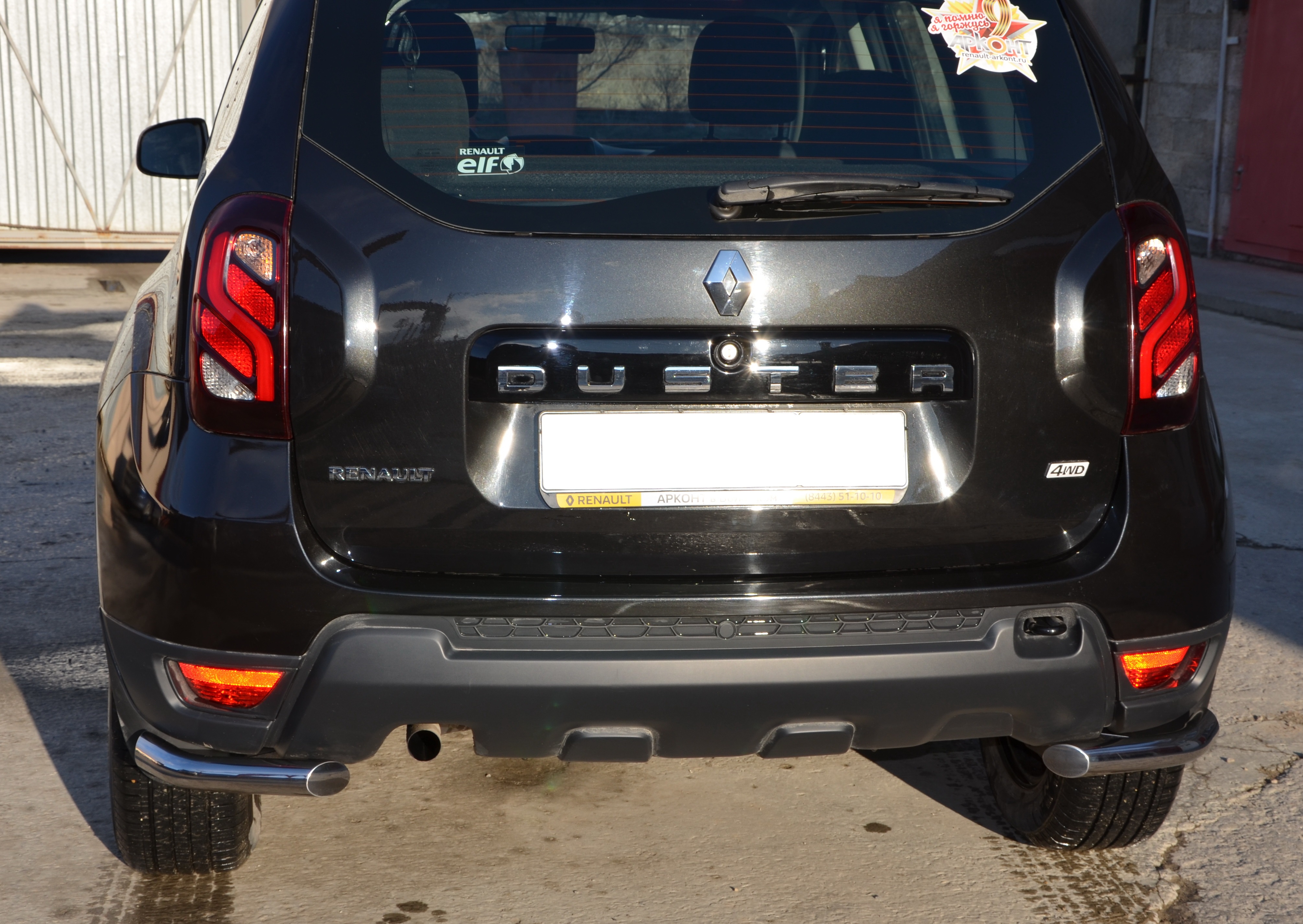 Защита заднего бампера угловая d53 мм для Renault Duster I Рестайлинг