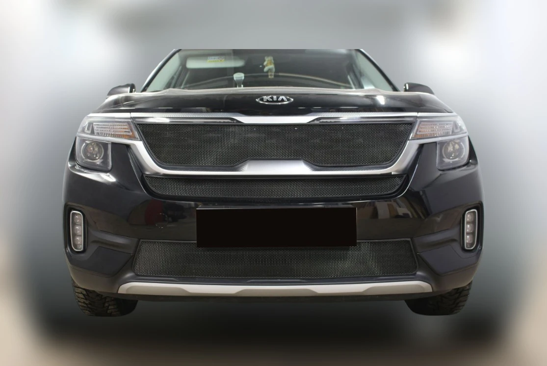 Комплект сеток black верх с ДХО, низ, центр для Kia Seltos I