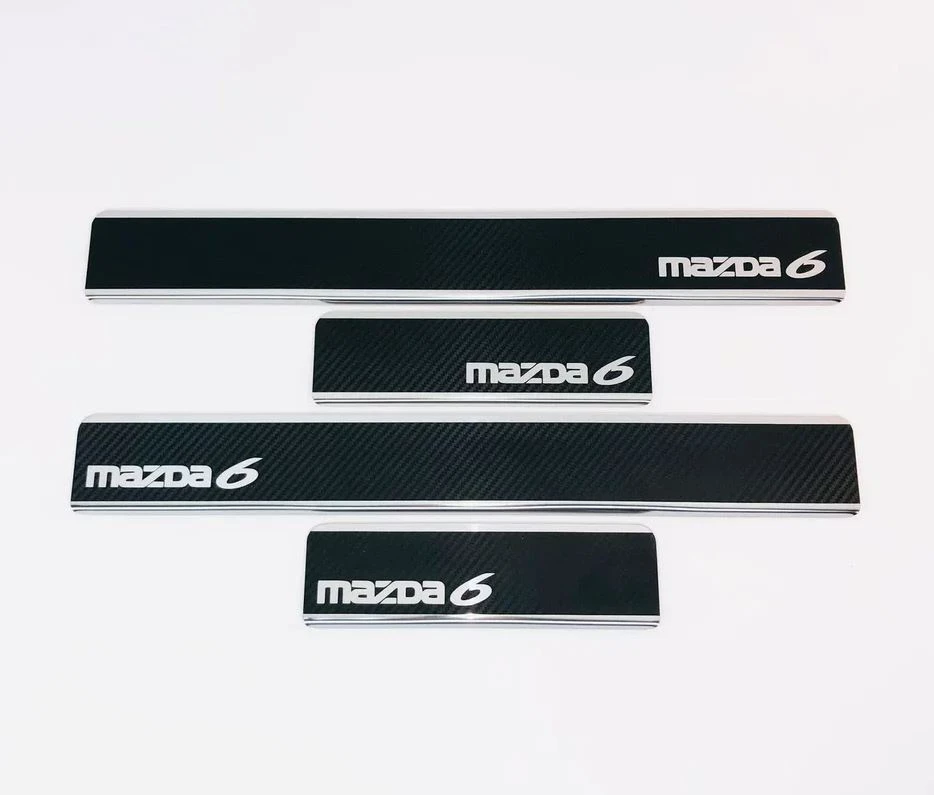 Накладки на пороги нержавеющая сталь под карбон 4шт. для Mazda 6 III (GJ) Рестайлинг