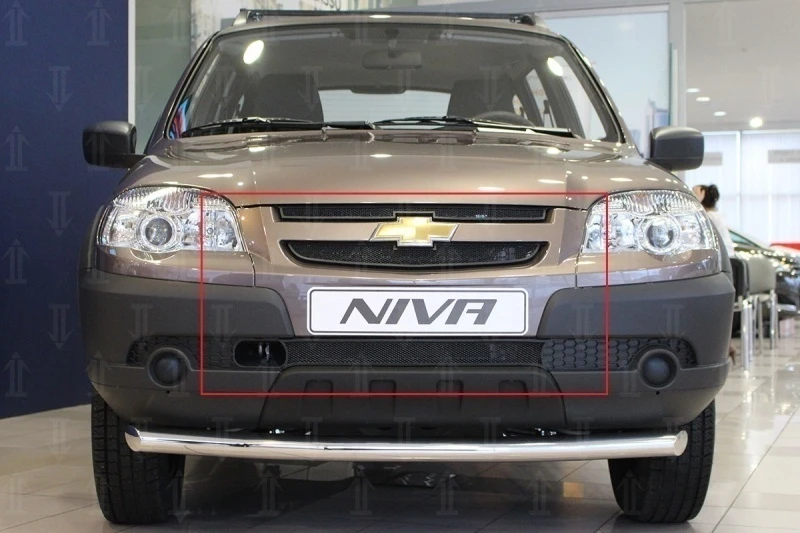 Защитная сетка радиатора комплект 3 части для Chevrolet Niva I Рестайлинг Черный Стрелка 11 CHNIV09GL.black
