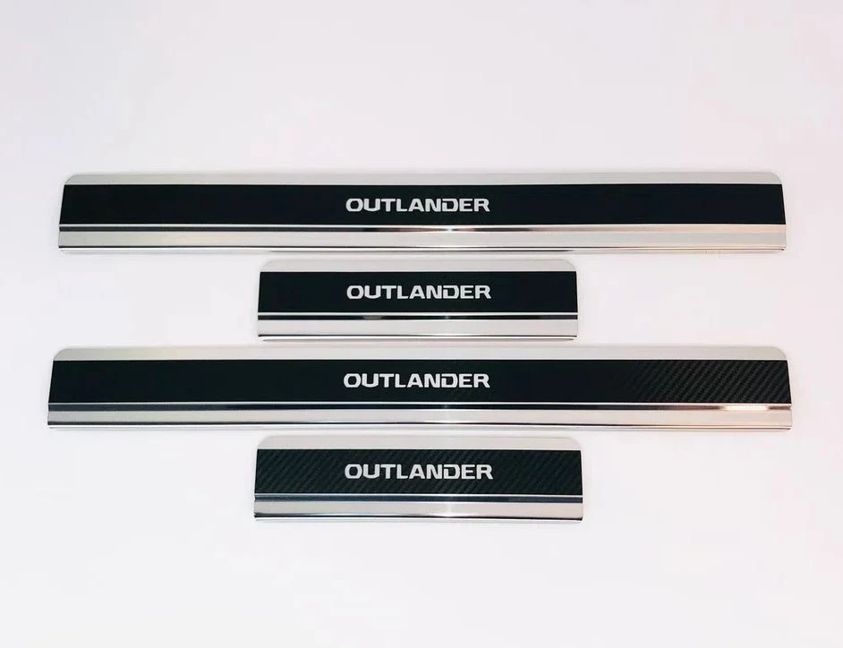 Накладки на пороги нержавеющая сталь под карбон 4шт. для Mitsubishi Outlander III Рестайлинг 2