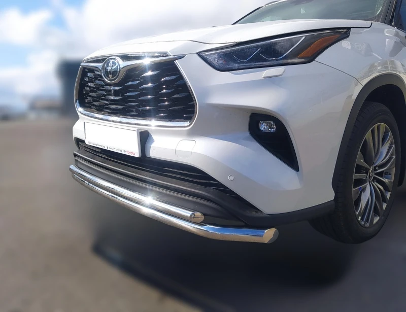 Защита переднего бампера двойная d60/42 мм для Toyota Highlander IV (U70)  Юко THL.21.03