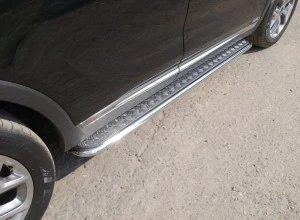 Пороги с площадкой 42,4 мм для Kia Sorento III Prime Рестайлинг  ТСС KIASORPR18-19