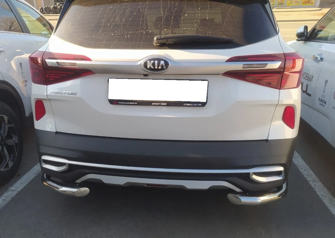 Защита заднего бампера угловая d60 мм для Kia Seltos I  Юко KSL.20.17