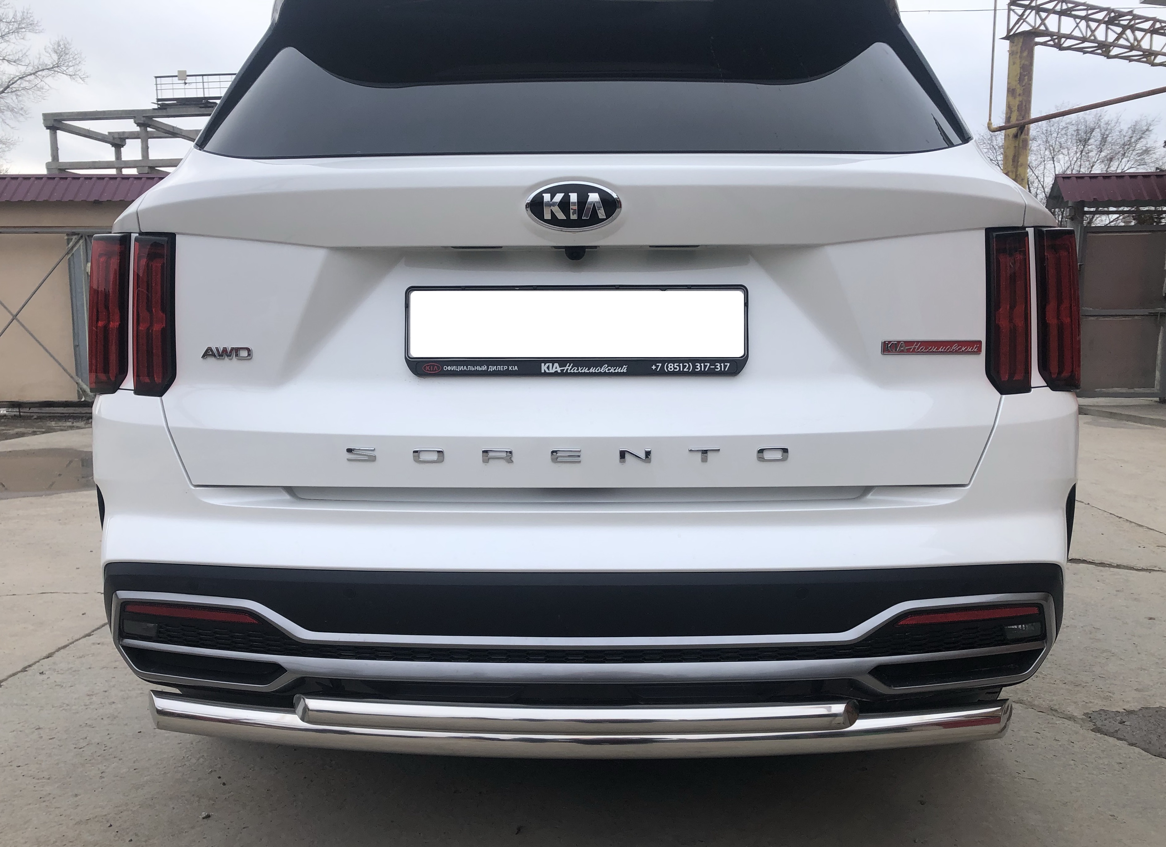Защита заднего бампера двойная d60/42 мм для Kia Sorento IV
