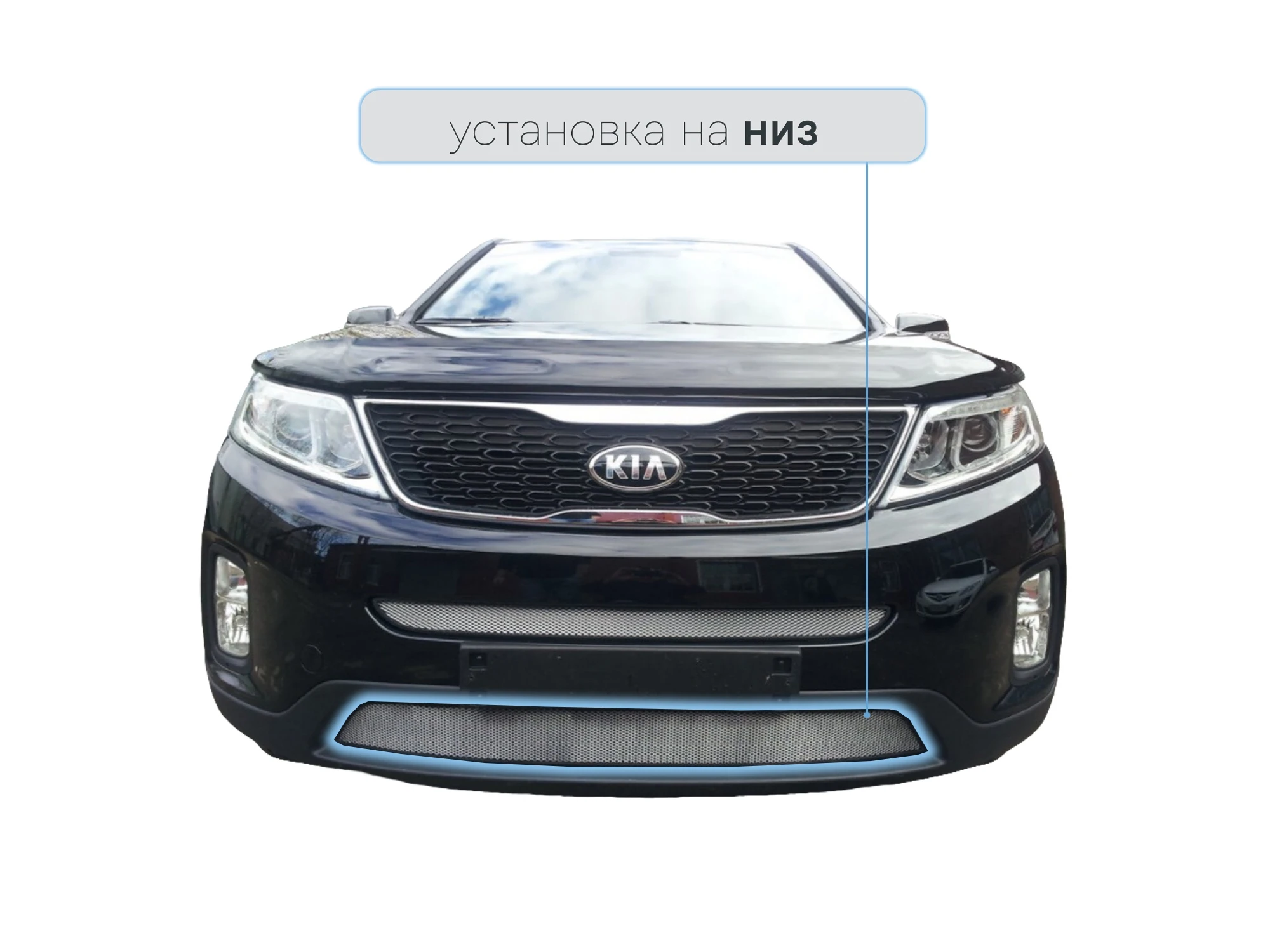 Защитная сетка радиатора низ для Kia Sorento II Рестайлинг