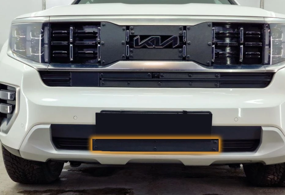 Зимняя заглушка радиатора к съемной сетке низ для Kia Mohave I Рестайлинг 2