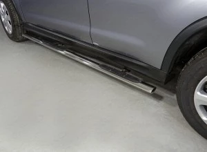 Пороги овальные с накладкой 75х42 мм для Mitsubishi ASX I Рестайлинг 3