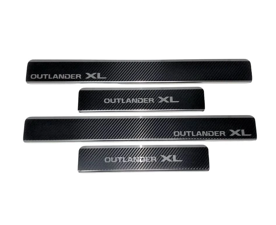 Накладки на пороги нержавеющая сталь под карбон 4шт. для Mitsubishi Outlander II