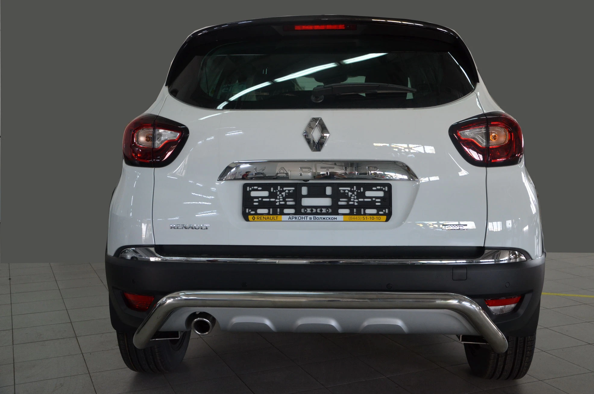 Защита заднего бампера скоба d60 мм для Renault Kaptur I  Юко RK.17.23
