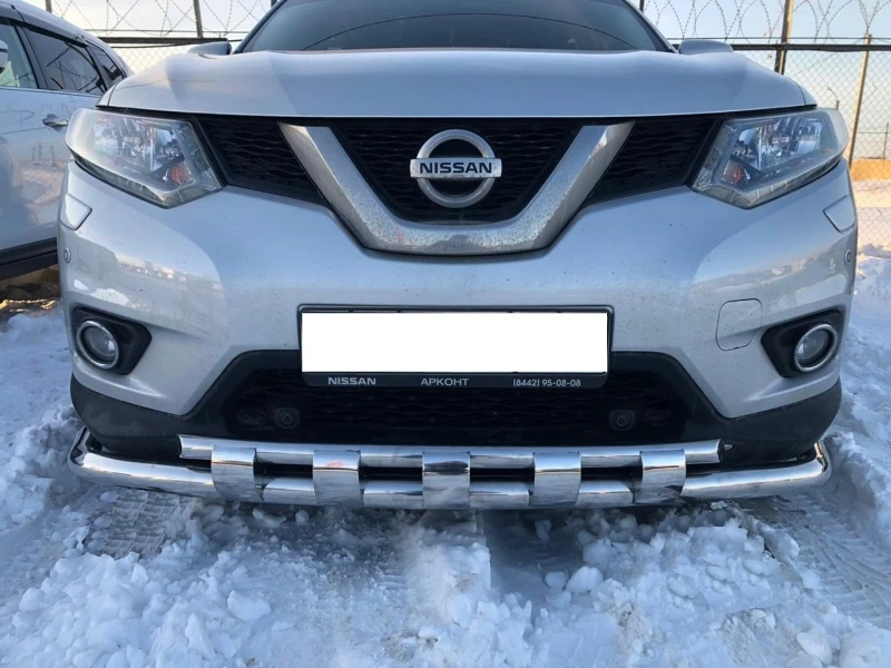 Защита переднего бампера двойная с перемычками d60/42 мм для Nissan X-Trail III  Юко NXT.15.75