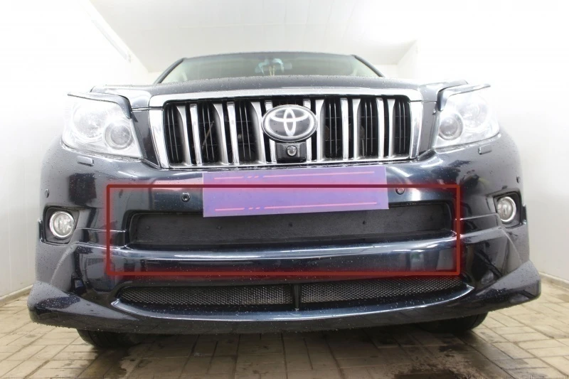 Зимняя заглушка радиатора на стяжке низ для Toyota Land Cruiser Prado 150 Series Черный Стрелка 11 ZZ.TLC150