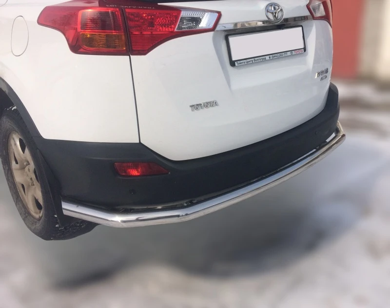 Защита заднего бампера угловая большая двойная d60/42 мм для Toyota RAV4 IV (XA40) Рестайлинг  Юко TRAV.15.21