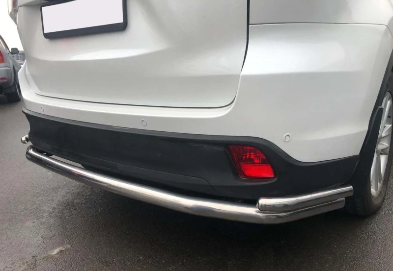 Защита заднего бампера угловая большая двойная d60/42 мм для Toyota Highlander III (U50) Рестайлинг  Юко THL.17.22-1
