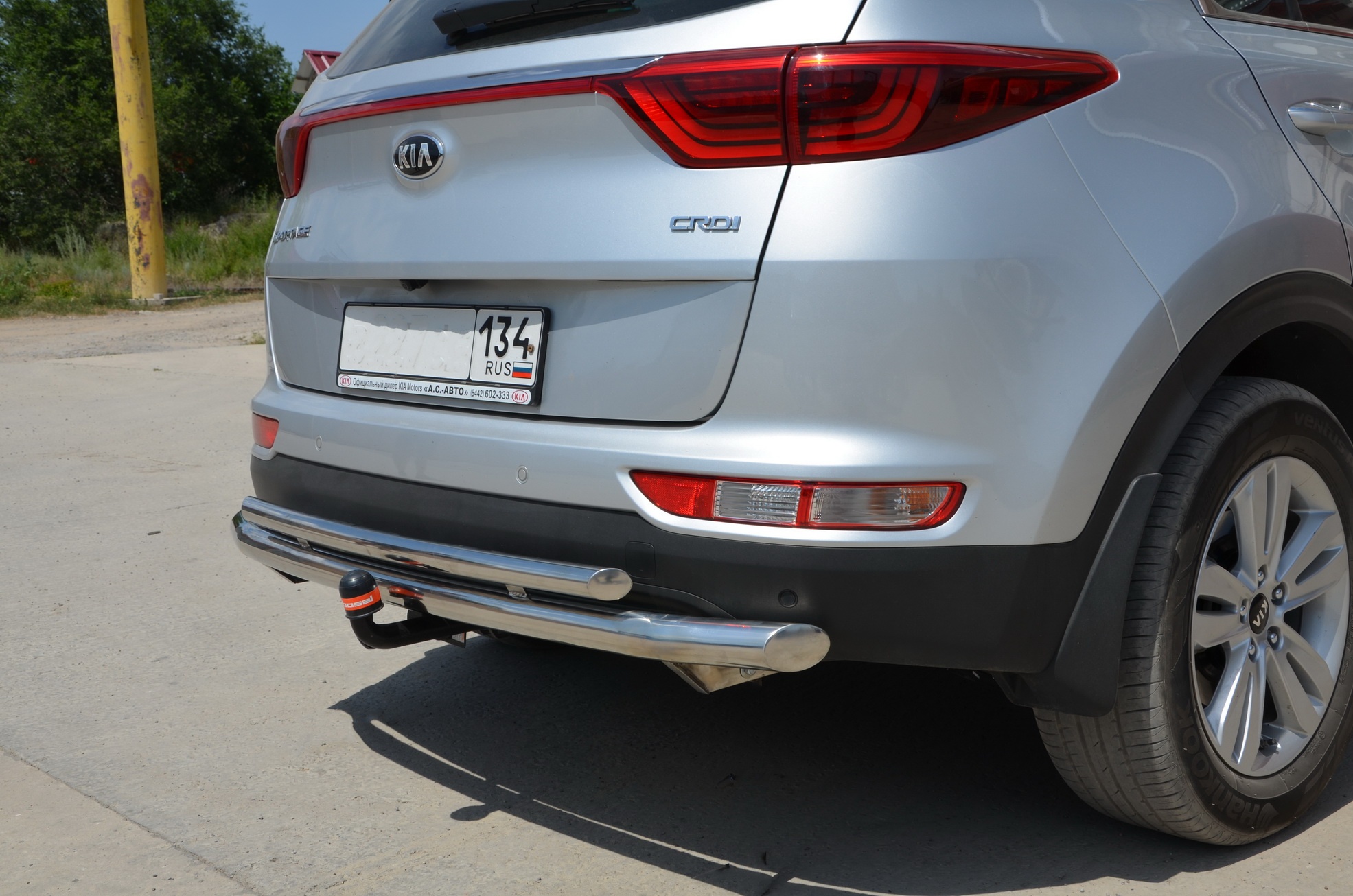 Защита заднего бампера двойная d60/42 мм для Kia Sportage III Рестайлинг