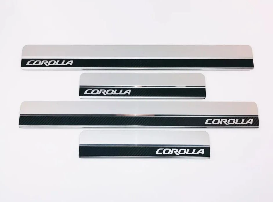 Накладки на пороги нержавеющая сталь под карбон 4шт. для Toyota Corolla XII (E210)