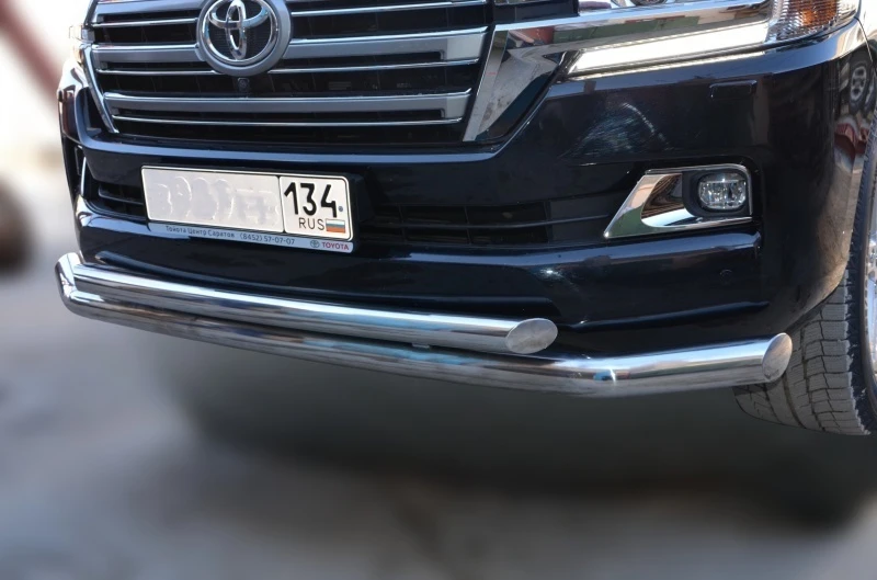 Защита переднего бампера двойная d76/60 мм для Toyota Land Cruiser 200 Series Рестайлинг 2  Юко TLC200.15.03