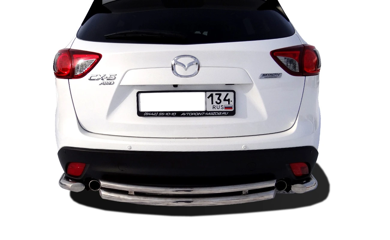 Защита заднего бампера двойная d60/42 мм для Mazda CX-5 I  Юко MCX5.13.20