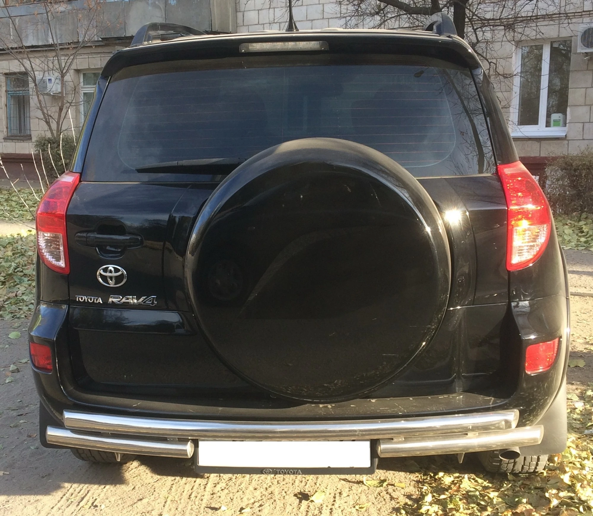 Защита заднего бампера двойная d60/60 мм для Toyota RAV4 III (XA30) Рестайлинг  Юко TRAV.10.16