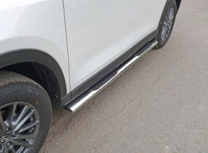 Пороги овальные с накладкой 120х60 мм для Mazda CX-5 I  ТСС MAZCX512-17