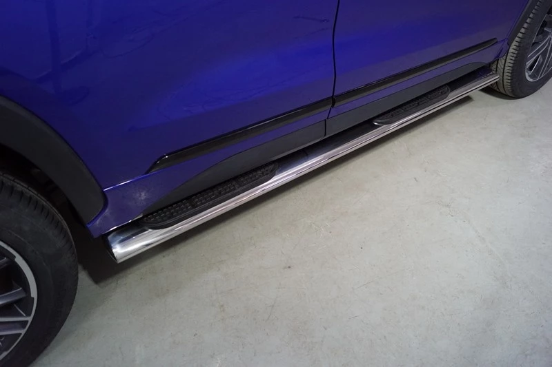 Пороги овальные с накладкой 120х60 мм для EXEED LX I Рестайлинг