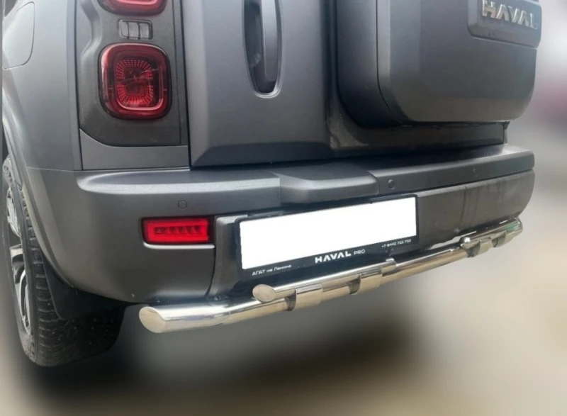 Защита заднего бампера двойная с перемычками d60/42 мм для Haval H9 II  Юко HVH9.24.25