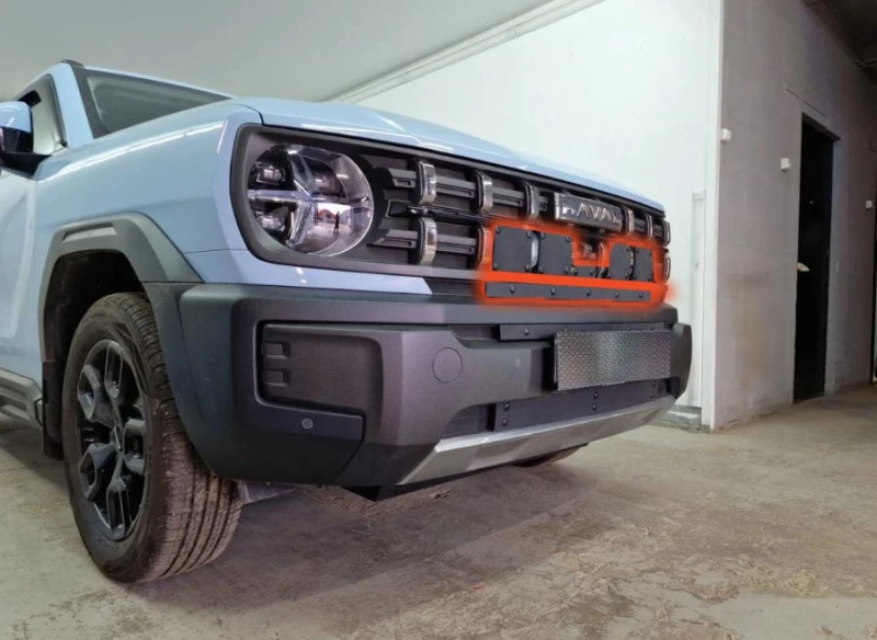 Зимняя заглушка радиатора к съемной сетке верх 5 частей для Haval H3 I Черный Стрелка 11 HAVH3.top