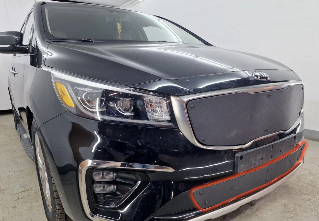 Зимняя заглушка радиатора к съемной сетке низ для Kia Carnival (YP) III Рестайлинг