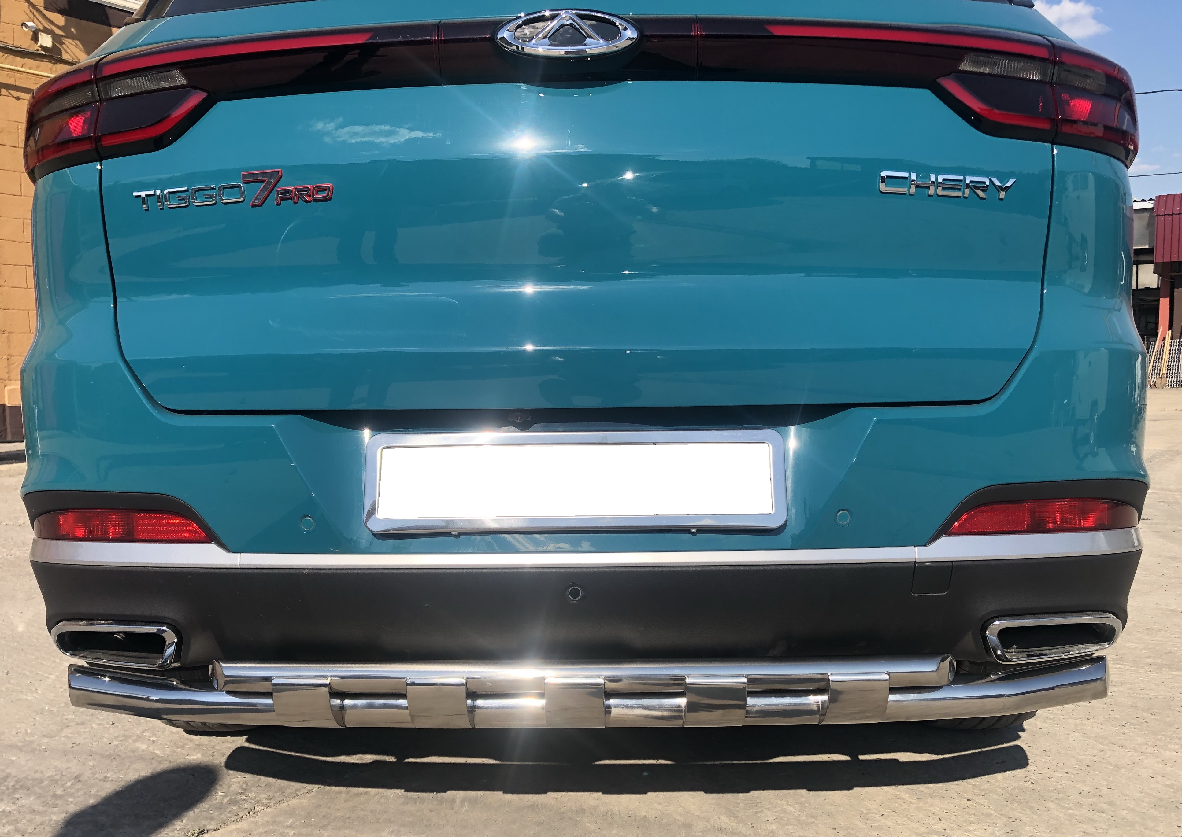 Защита заднего бампера двойная с перемычками d60/42 мм для Chery Tiggo 7 Pro I