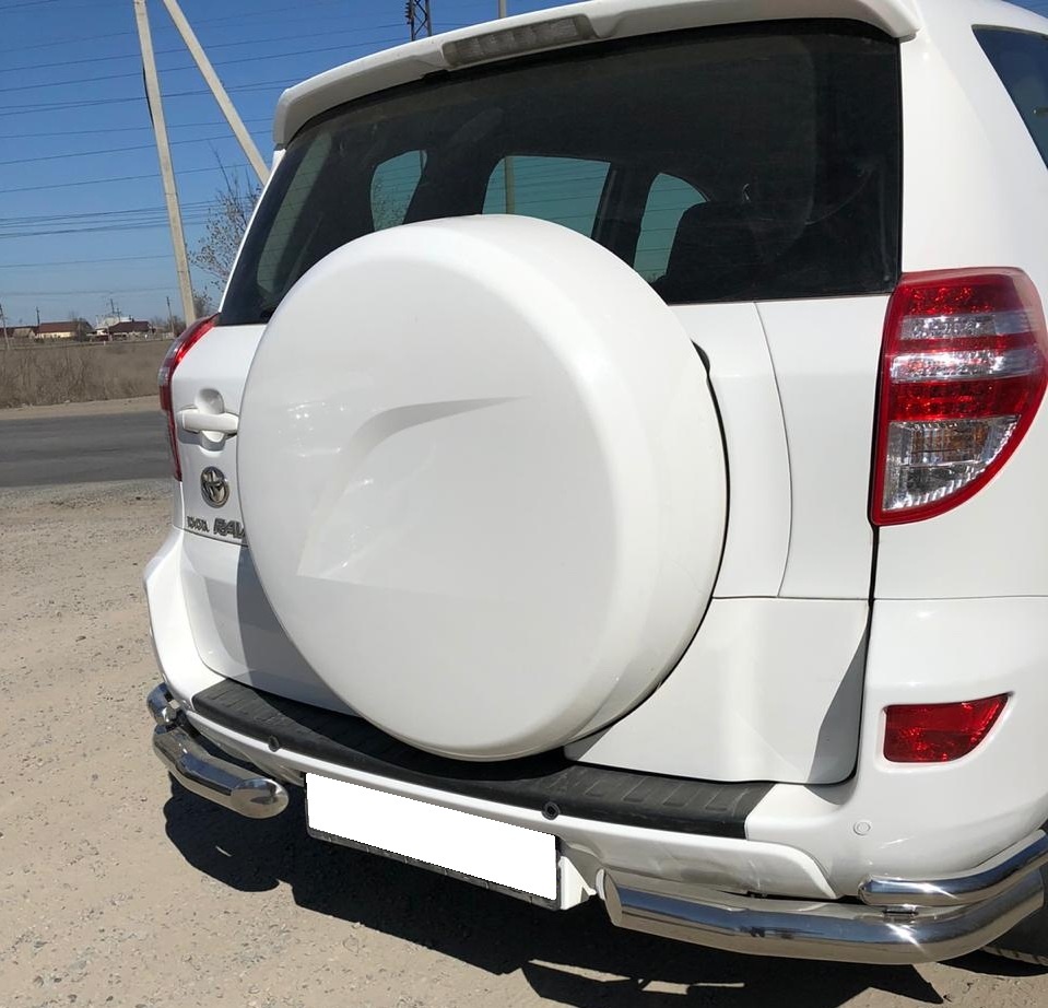 Защита заднего бампера угловая двойная d76/42 мм для Toyota RAV4 III (XA30) Рестайлинг