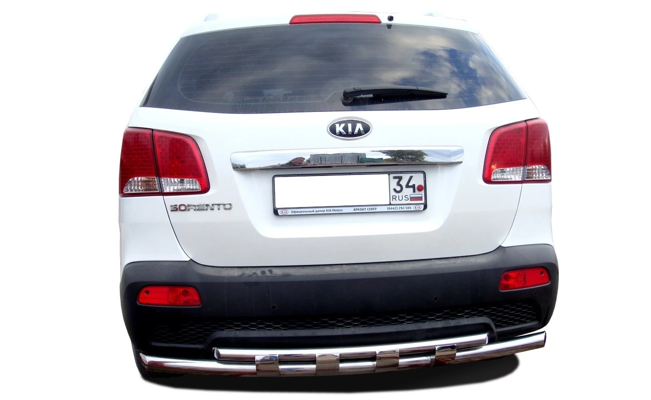 Защита заднего бампера двойная с перемычками d60/42 мм для Kia Sorento II  Юко KSR.09.25
