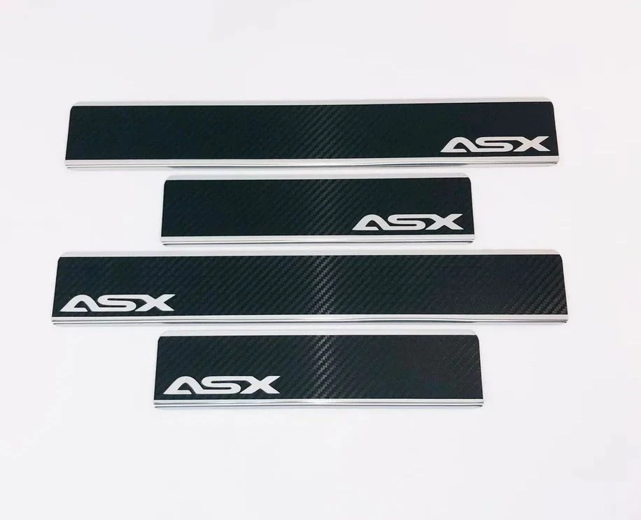 Накладки на пороги нержавеющая сталь под карбон 4шт. для Mitsubishi ASX I Рестайлинг