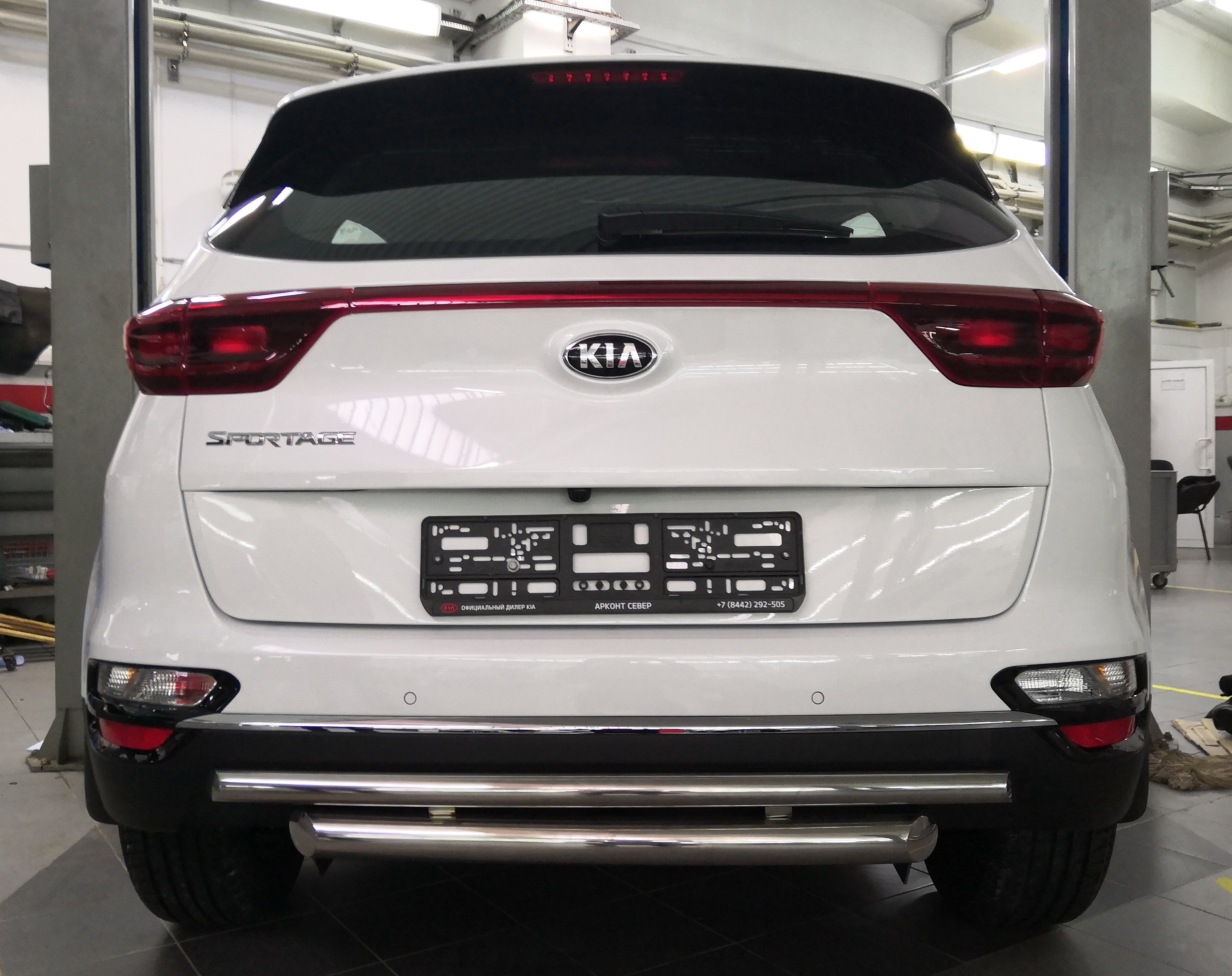 Защита заднего бампера двойная d60/42 мм для Kia Sportage IV Рестайлинг
