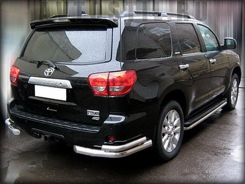 Защита заднего бампера угловая двойная d76/53 мм для Toyota Sequoia II  Юко TSQ.08.20