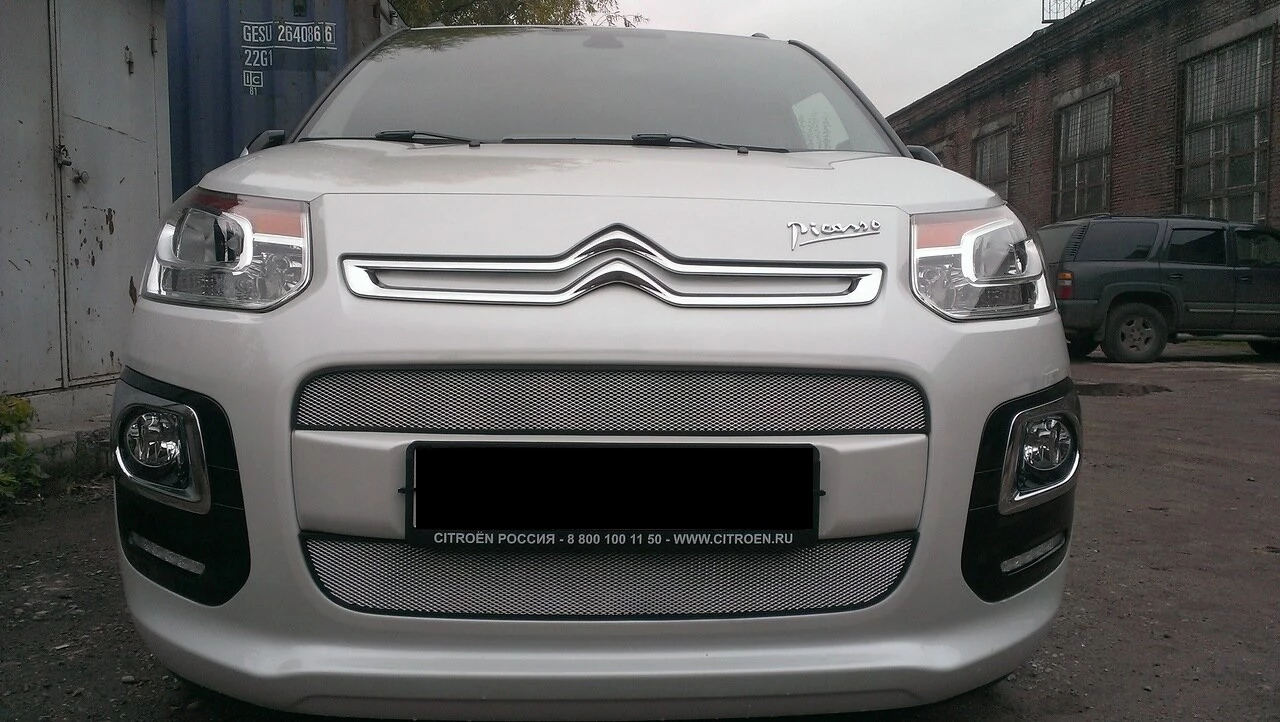 Защитная сетка радиатора комплект 2 части для Citroen C3 Picasso I Рестайлинг Хром