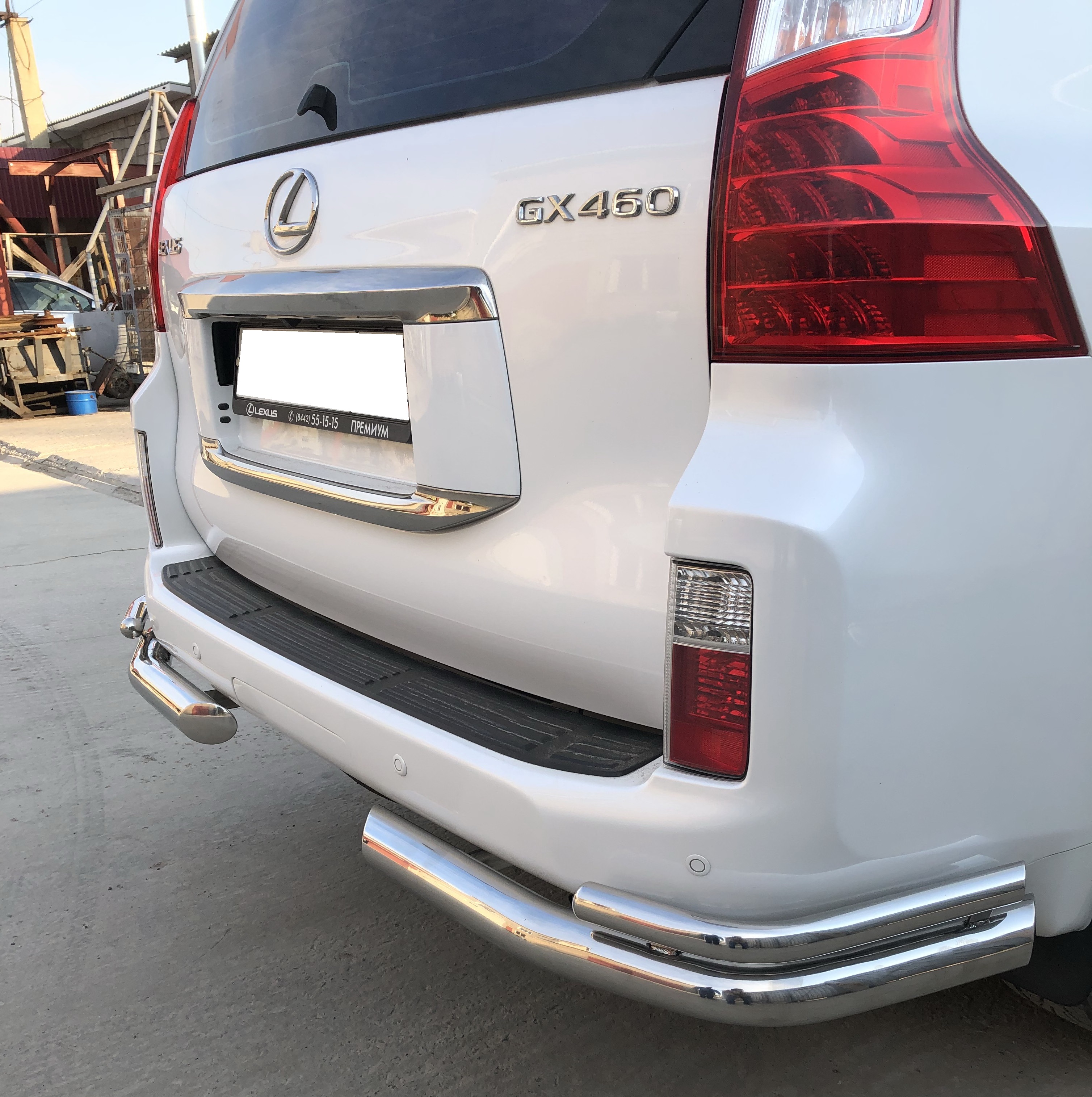 Защита заднего бампера угловая двойная d76/42 мм для Lexus GX II