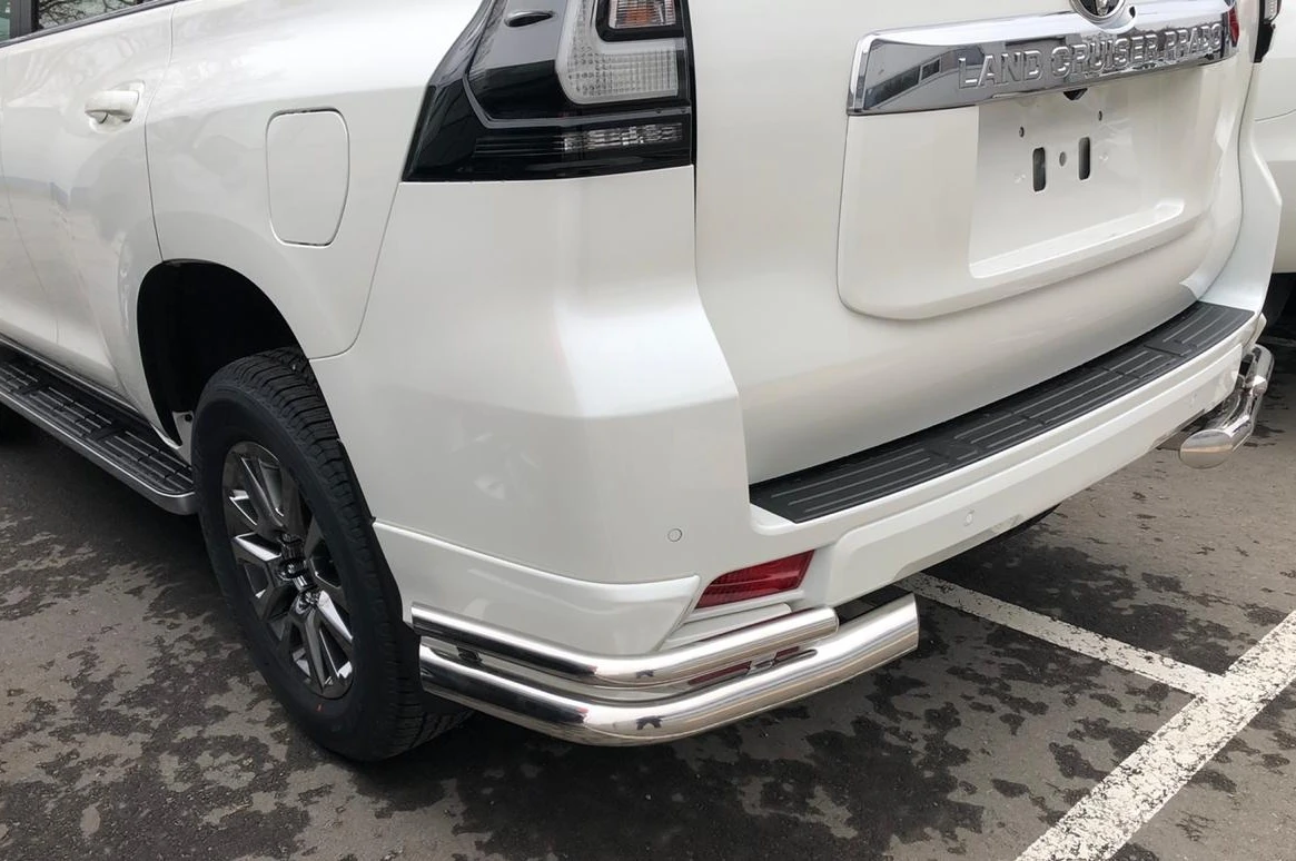 Защита заднего бампера угловая двойная d76/42 мм для Toyota Land Cruiser Prado 150 Series Рестайлинг 2  Юко TLCPS150.19.20