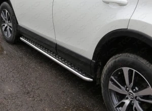 Пороги с площадкой 42,4 мм для Toyota RAV4 IV (XA40) Рестайлинг  ТСС TOYRAV15-14