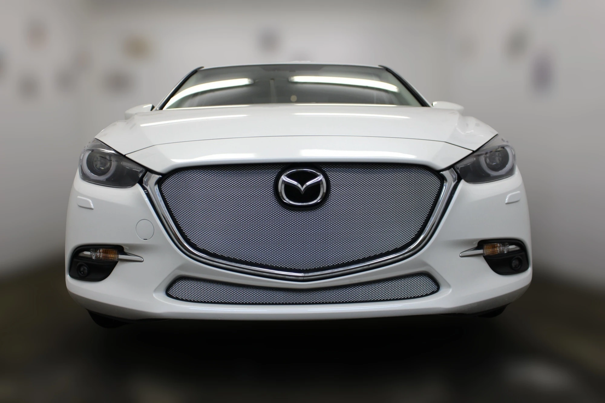 Комплект сеток chrome верх без рамки и низ для Mazda 3 III (BM) Рестайлинг