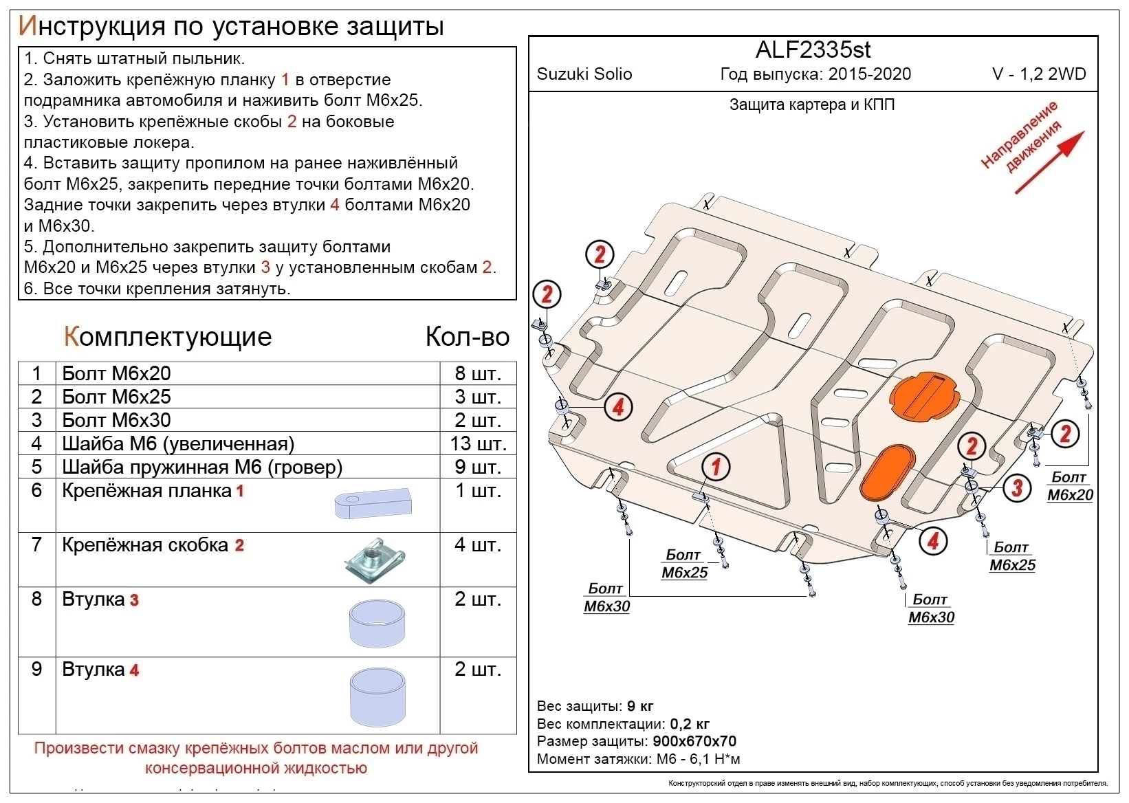 Защита картера и КПП для Suzuki Solio III