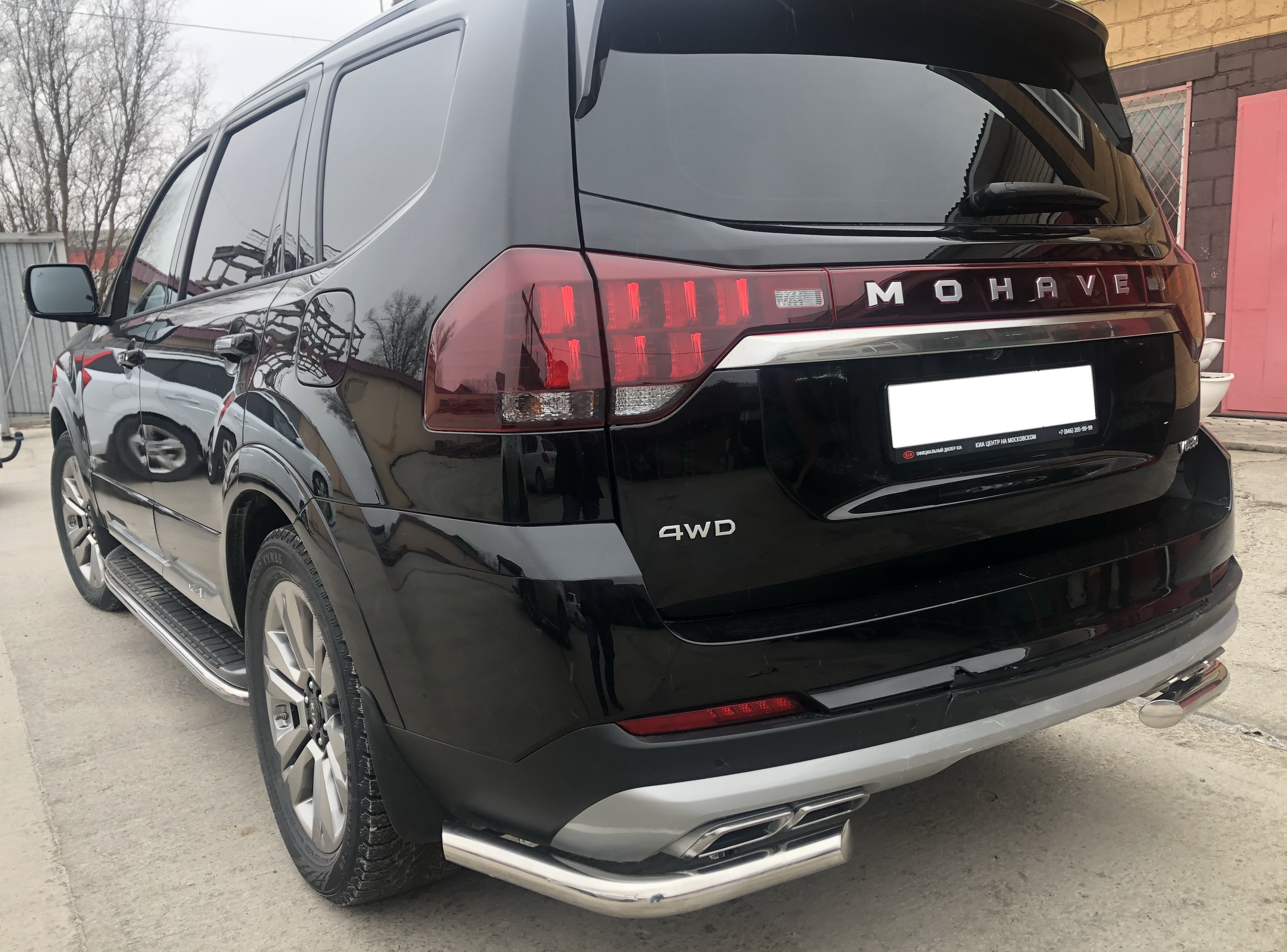 Защита заднего бампера угловая d60 мм для Kia Mohave I Рестайлинг 2