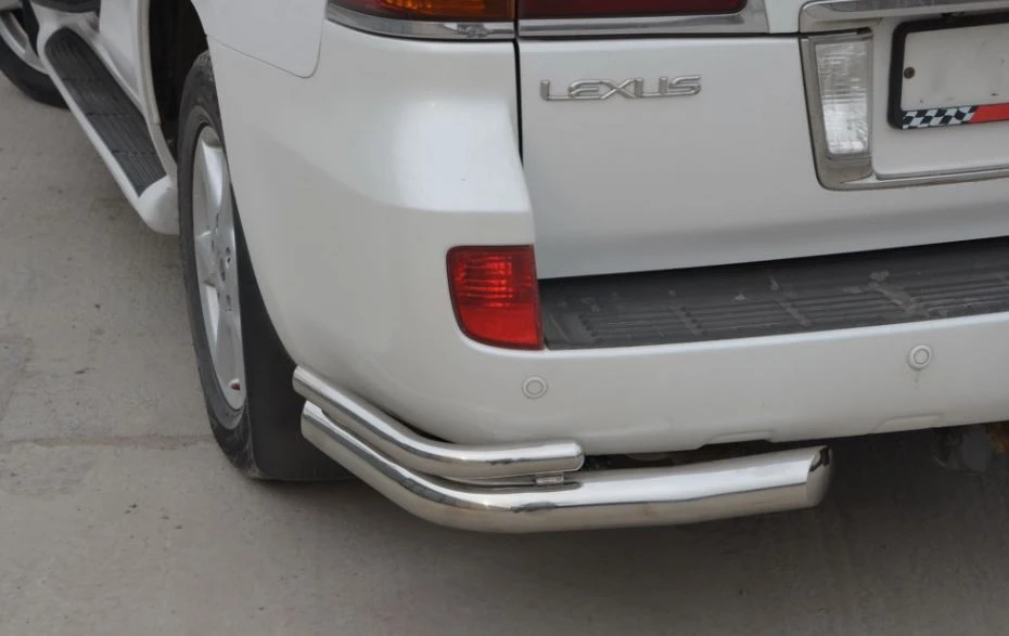 Защита заднего бампера угловая двойная d76/42 мм для Lexus LX III  Юко LLX.570.07.20