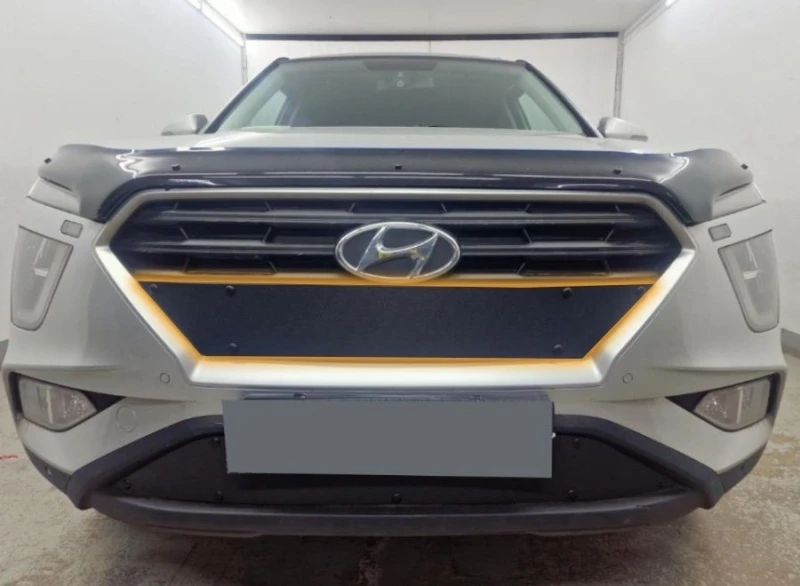 Зимняя заглушка радиатора к съемной сетке верх для Hyundai Creta II Черный Стрелка 11 HCRE21.top