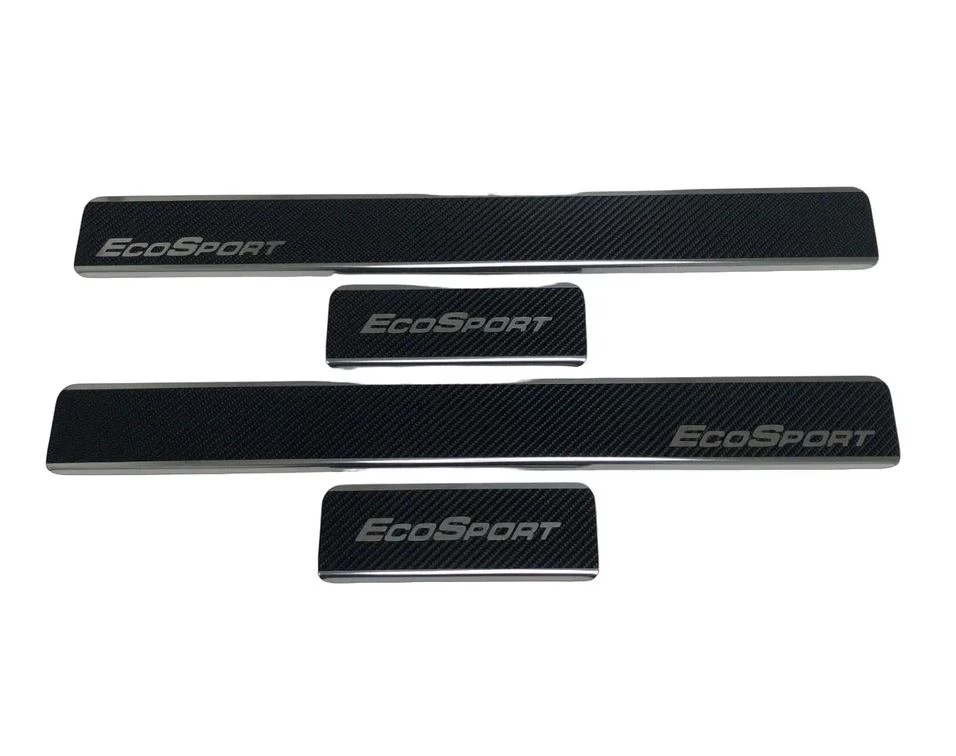 Накладки на пороги нержавеющая сталь под карбон 4шт. для Ford EcoSport II